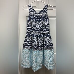 Just Taylor Blue & White Fit & Flare Dress – Size 6
